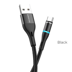 Borofone - Kabel USB-A do USB-C z magnetyczną końcówką i podświetleniem