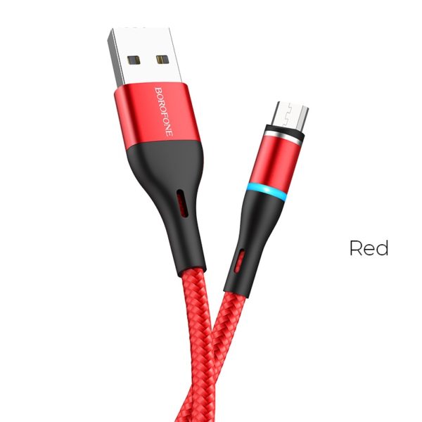 Borofone - Kabel USB-A do microUSB z magnetyczną końcówką i podświetleniem