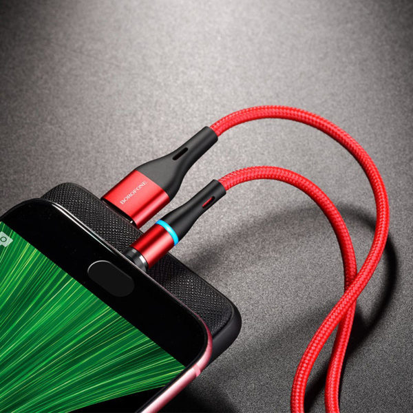 Borofone - Kabel USB-A do microUSB z magnetyczną końcówką i podświetleniem