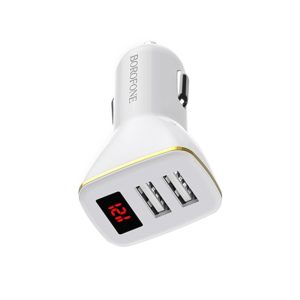 Borofone - ładowarka samochodowa 2x USB z wyświetlaczem LED
