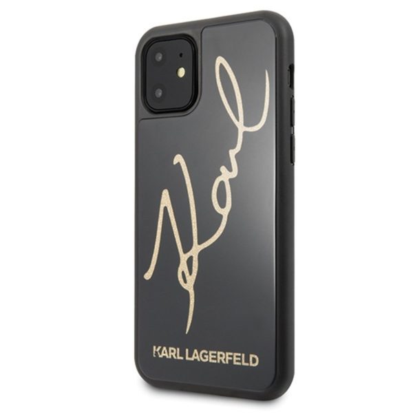 Karl Lagerfeld Double Layers Glitter Signature Case -  Etui iPhone 11 (Black)