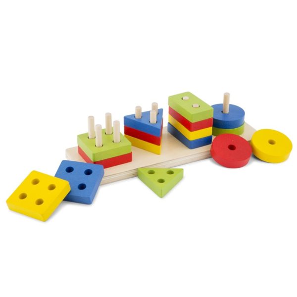New Classic Toys - Drewniane puzzle z kształtami geometrycznymi