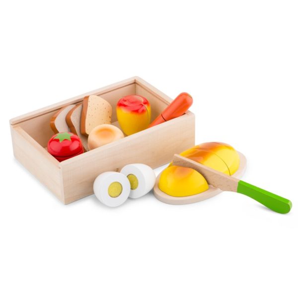 New Classic Toys - Drewniany zestaw warzyw do krojenia w pudełku drewnianym