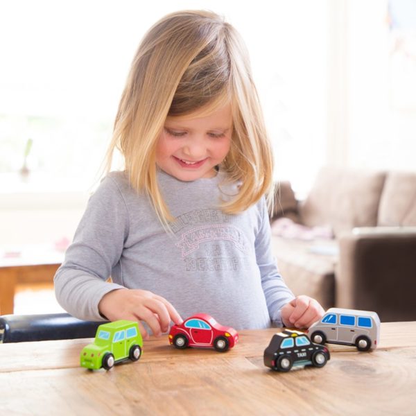 New Classic Toys - Zestaw 4 drewnianych pojazdów