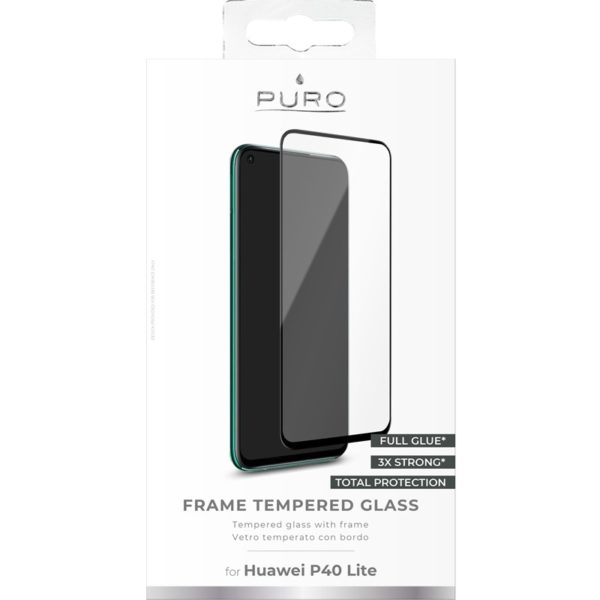 PURO Frame Tempered Glass - Szkło ochronne hartowane na ekran Huawei P40 Lite (czarna ramka)