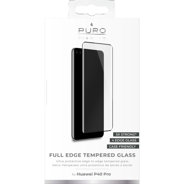 PURO Frame Tempered Glass - Szkło ochronne hartowane na ekran Huawei P40 Pro (czarna ramka)