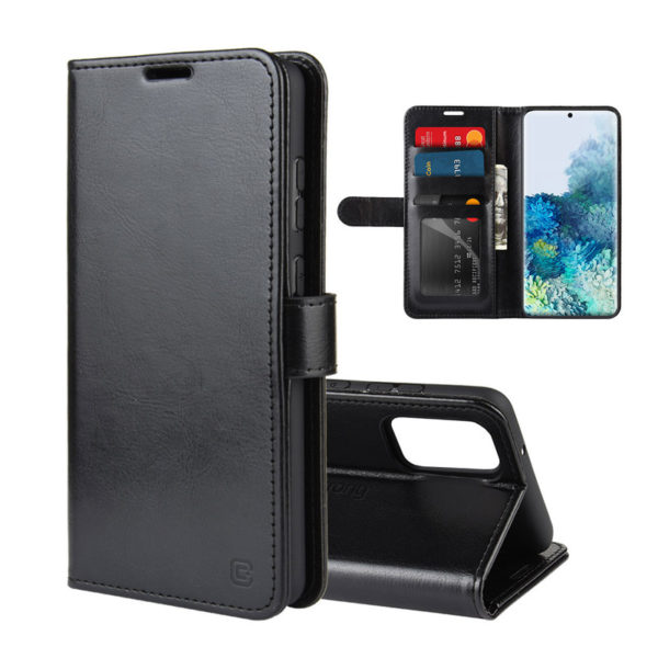 Crong Booklet Wallet - Etui Samsung Galaxy S20 z kieszeniami + funkcja podstawki (czarny)