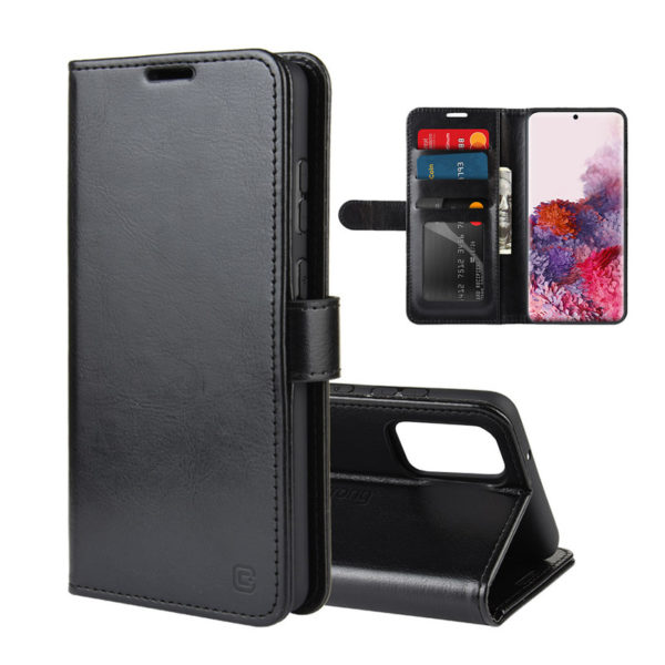 Crong Booklet Wallet - Etui Samsung Galaxy S20+ z kieszeniami + funkcja podstawki (czarny)