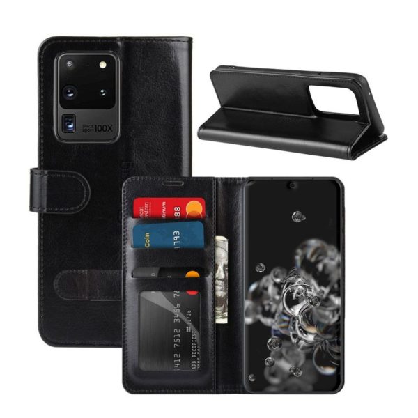 Crong Booklet Wallet - Etui Samsung Galaxy S20 Ultra z kieszeniami + funkcja podstawki (czarny)