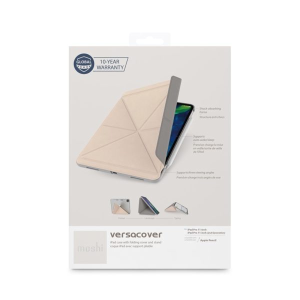 Moshi VersaCover - Etui origami iPad Pro 11" (2020/2018) z ładowaniem Apple Pencil (Savanna Beige)