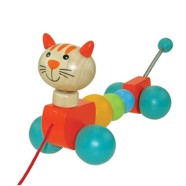 Playme - Drewniana zabawka do ciągnięcia kotek