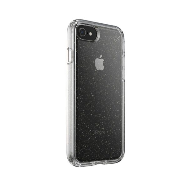 Speck Presidio Perfect-Clear with Glitter - Etui iPhone SE 2020 / 8 / 7 z powłoką MICROBAN (Gold Glitter/Clear)