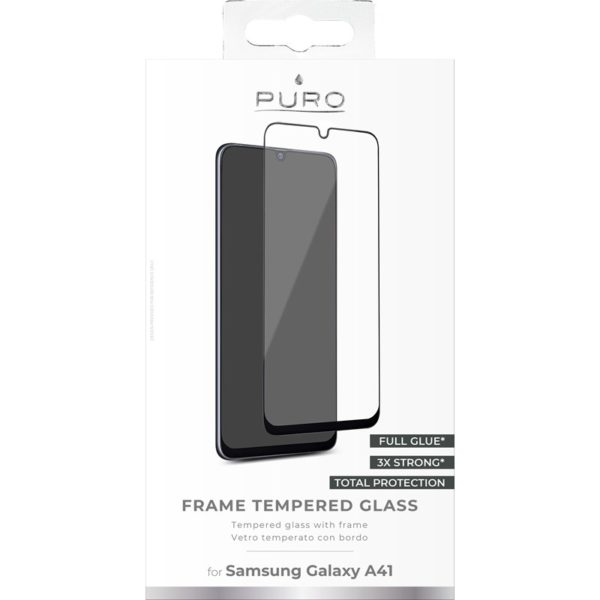 PURO Frame Tempered Glass - Szkło ochronne hartowane na ekran Samsung Galaxy A41 (czarna ramka)