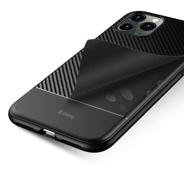 Crong Prestige Carbon Cover - Zestaw etui iPhone 11 Pro (czarny) + szkło hybrydowe 9H