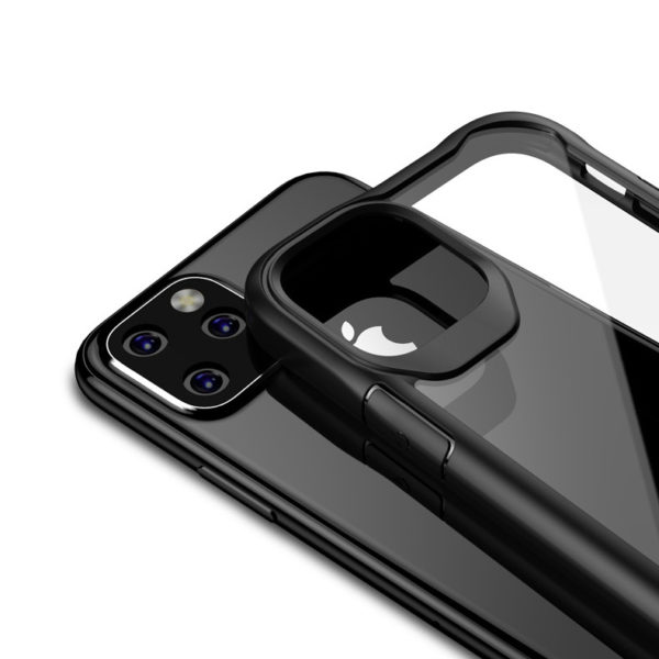 Crong Hybrid Clear Cover - Zestaw etui iPhone 11 (czarny) + szkło hybrydowe 9H
