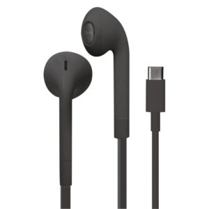 PURO ICON Stereo Earphones - Słuchawki USB-C z płaskim kablem z mikrofonem i pilotem (Czarny)