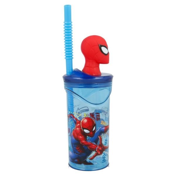 Spiderman - Kubek ze słomką i figurką 3D 360 ml