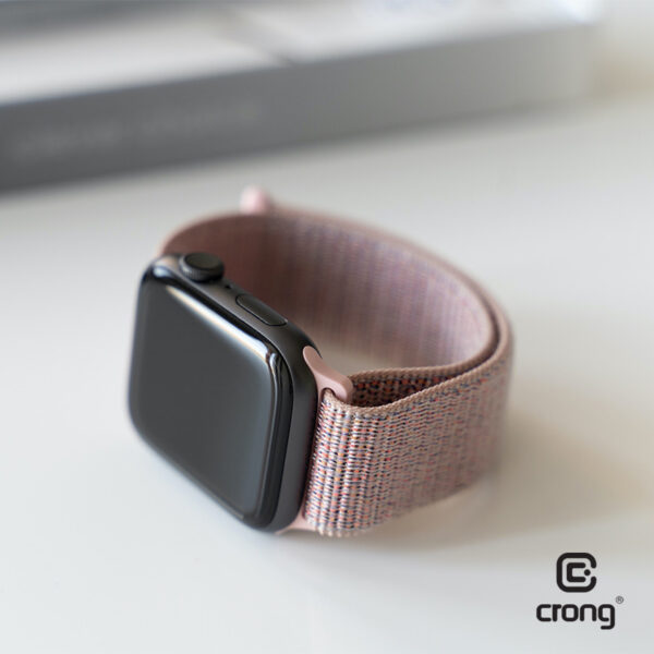 Crong Nylon - Pasek sportowy do Apple Watch 42/44 mm (Light Pink)