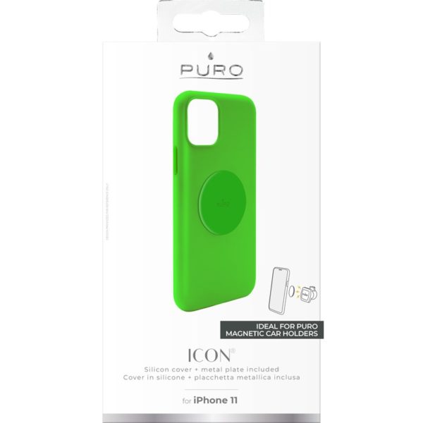 PURO ICON+ Cover - Etui magnetyczne iPhone 11 (fluo zielony)