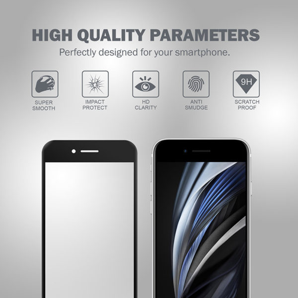 Crong 3D Armour Glass – Szkło hartowane 9H na cały ekran iPhone SE 2020 / 8 / 7 + ramka instalacyjna