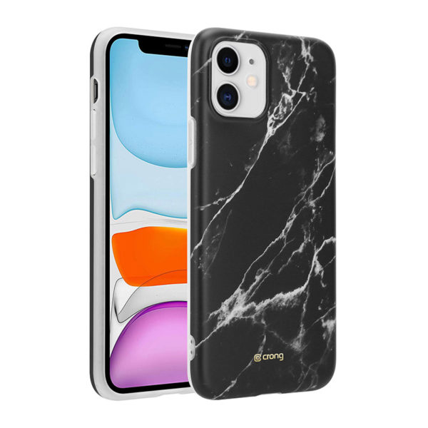 Crong Marble Case – Etui iPhone 11 (czarny)