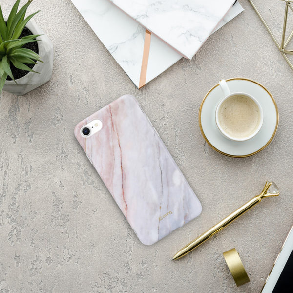 Crong Marble Case – Etui iPhone SE 2020 / 8 / 7 (różowy)