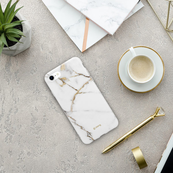 Crong Marble Case – Etui iPhone SE 2020 / 8 / 7 (biały)