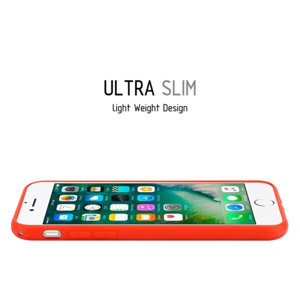Crong Soft Skin Cover - Zestaw etui iPhone SE 2020 / 8 / 7 (czerwony) + szkło hybrydowe 9H (biała ramka)