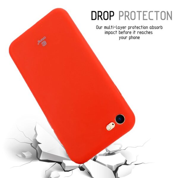 Crong Soft Skin Cover - Zestaw etui iPhone SE 2020 / 8 / 7 (czerwony) + szkło hybrydowe 9H (biała ramka)