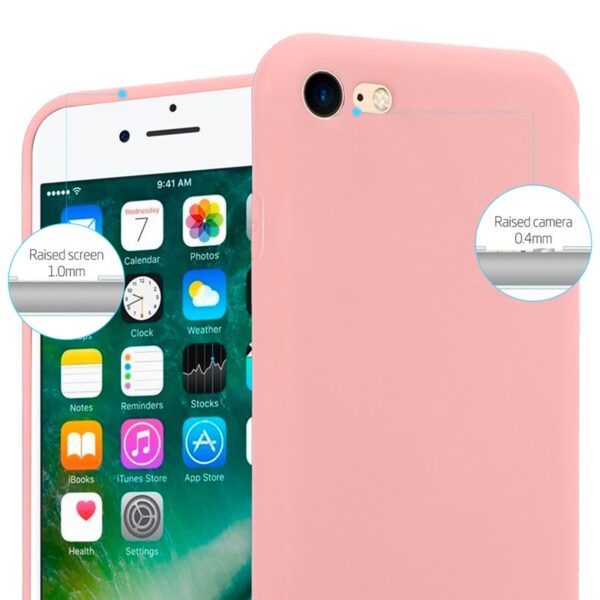 Crong Soft Skin Cover - Zestaw etui iPhone SE 2020 / 8 / 7 (różowy) + szkło hybrydowe 9H (biała ramka)