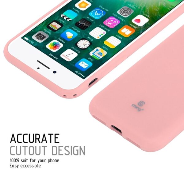 Crong Soft Skin Cover - Zestaw etui iPhone SE 2020 / 8 / 7 (różowy) + szkło hybrydowe 9H (biała ramka)
