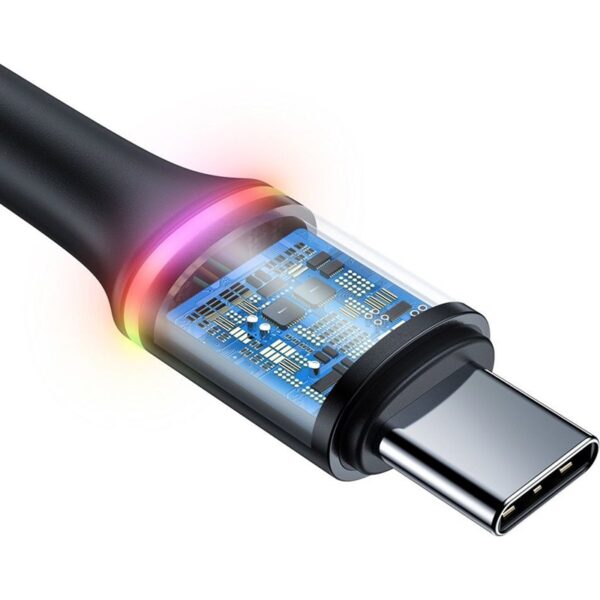 Baseus Halo Data HW Flash Charge Cable - Kabel połączeniowy USB do USB-C 40W 1m (czarny)