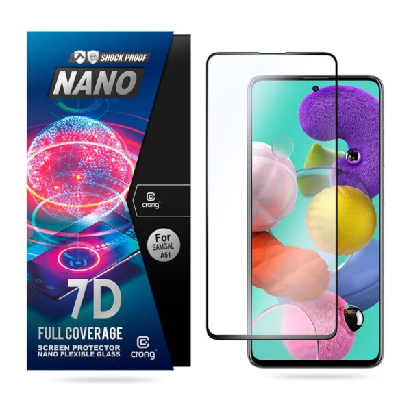 Crong 7D Nano Flexible Glass - Szkło hybrydowe 9H na cały ekran Samsung Galaxy A51
