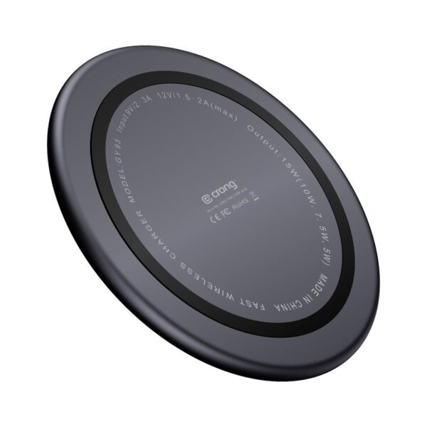 Crong Fast Wireless Charger - Bezprzewodowa ładowarka indukcyjna Qi 15W (Shadow Black)