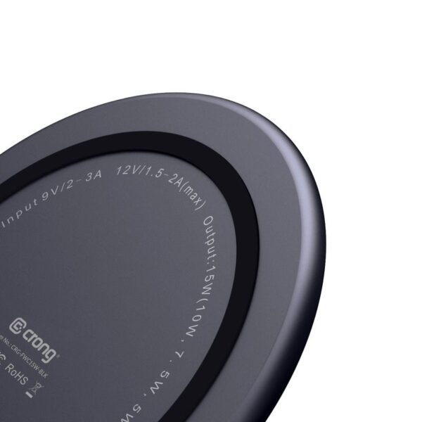 Crong Fast Wireless Charger - Bezprzewodowa ładowarka indukcyjna Qi 15W (Shadow Black)