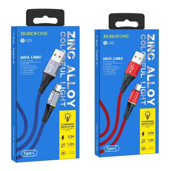 Borofone Glory - kabel połączeniowy USB do USB-C (niebieski)