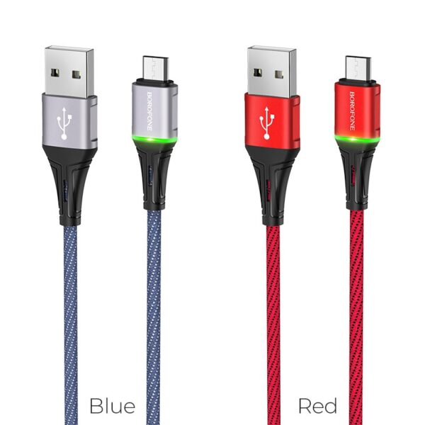 Borofone Glory - kabel połączeniowy USB do microUSB (niebieski)