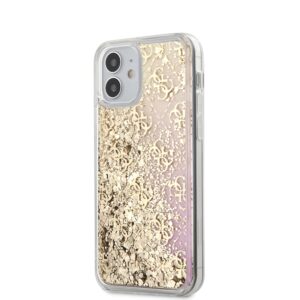 Guess 4G Liquid Glitter - Etui iPhone 12 Mini (złoty/różowy)