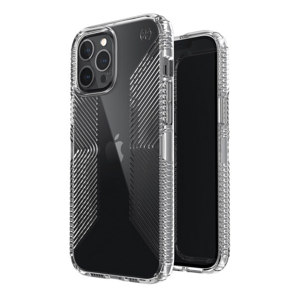 Speck Presidio Perfect-Clear with Grips - Etui iPhone 12 Pro Max z powłoką MICROBAN (Clear)
