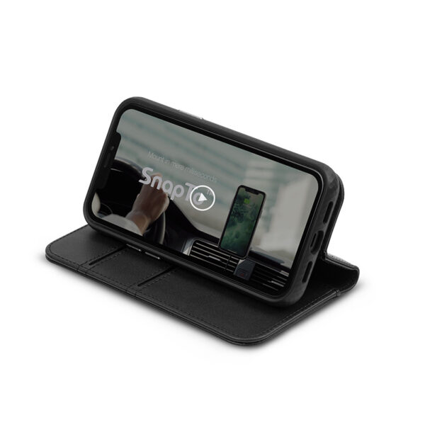 Moshi Overture - Etui 3w1 iPhone 12 Mini z kieszeniami na karty + stand up (system SnapTo) (Jet Black)
