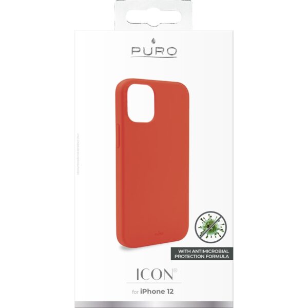 PURO ICON Anti-Microbial Cover - Etui iPhone 12 Mini z ochroną antybakteryjną (czerwony)