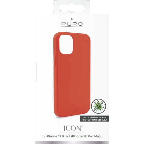 PURO ICON Anti-Microbial Cover - Etui iPhone 12 /  iPhone 12 Pro z ochroną antybakteryjną (czerwony)