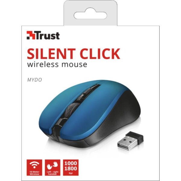 Trust Mydo Silent Click - Mysz optyczna bezprzewodowa 1800 DPI (niebieski)