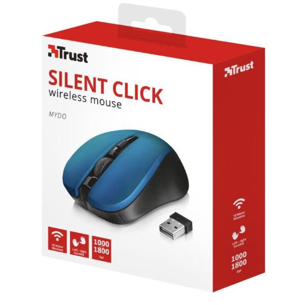 Trust Mydo Silent Click - Mysz optyczna bezprzewodowa 1800 DPI (niebieski)