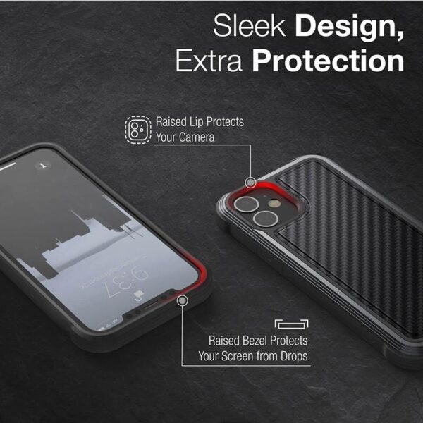 X-Doria Raptic Lux - Etui aluminiowe iPhone 12 Mini (Drop test 3m) (Black Carbon Fiber)