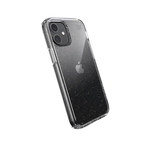 Speck Presidio Perfect-Clear with Glitter - Etui iPhone 12 Mini z powłoką MICROBAN (Gold Glitter/Clear)