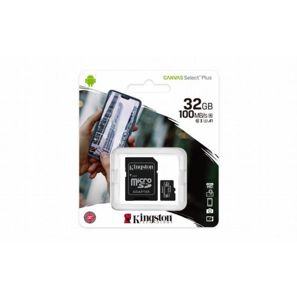 Kingston Canvas Select Plus microSDHC - Karta pamięci 32 GB A1 Class 10 UHS-I U1 V10 100 MB/s z adapterem