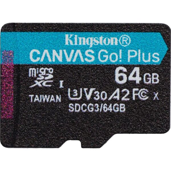 Kingston Canvas Go Plus microSDXC - Karta pamięci 64 GB A2 Class 10 UHS-I U3 V30 170/70 MB/s