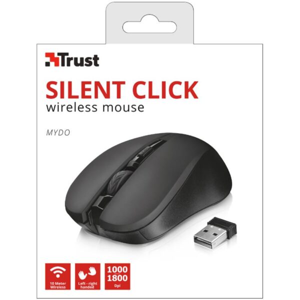 Trust Mydo Silent Click - Mysz optyczna bezprzewodowa 1800 DPI (czarny)