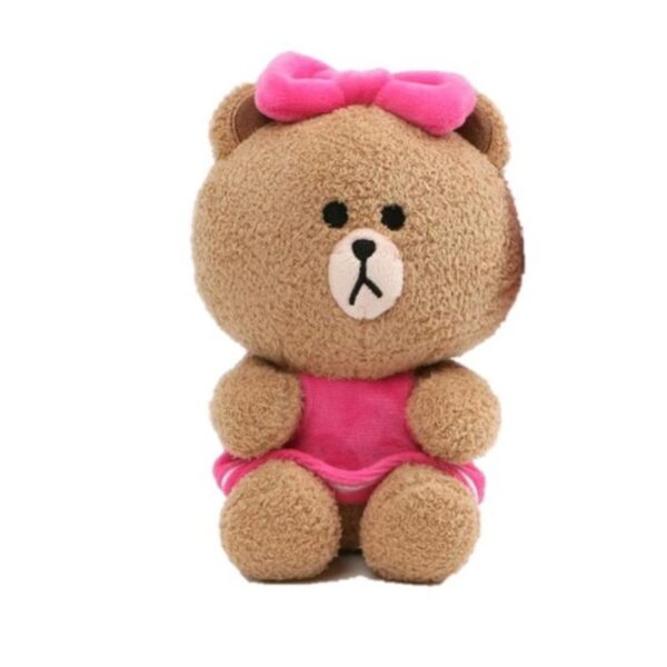 Line Friends - Pluszowa maskotka siedzący Miś Choco 17 cm w różowej sukience